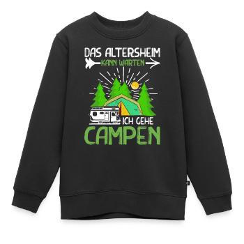 Das Altersheim Kann Warten Ich Geh Campen Opa & - Kinder Premium Organic Sweatshirt - Schwarz - Vorne - AI Model Kid Female (0cm)