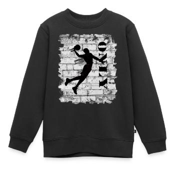 Basket-ball - Sweat Premium enfant bio - noir - Devant - AI Model Kid Female (0cm)