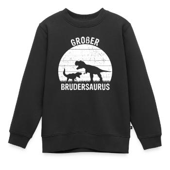 Großer Brudersaurus T-Rex Dino Geschenk Großer Bru - Kinder Premium Organic Sweatshirt - Schwarz - Vorne - AI Model Kid Female (0cm)