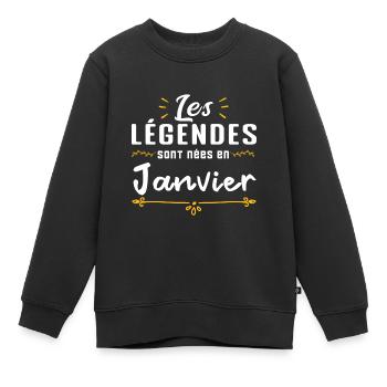 Les légendes sont nés en Février - Sweat Premium enfant bio - noir - Devant - AI Model Kid Female (0cm)