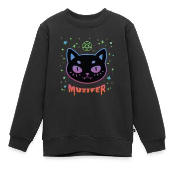 Muzifer Katze Kätzchen Teufel Luzifer - Kinder Premium Organic Sweatshirt - Schwarz - Vorne - AI Model Kid Female (0cm)