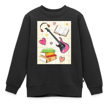 Downtown Girl Aesthetic Pattern Coquette Aesthetic - Kids Premium Organic Sweatshirt - black - Front - AI Model Kid Female (0cm)