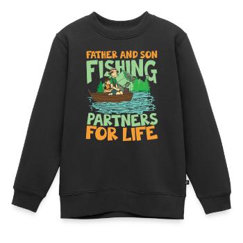 Father And Son Fishing Partners For Life - Kinder Premium Organic Sweatshirt - Schwarz - Vorne - AI Model Kid Female (0cm)