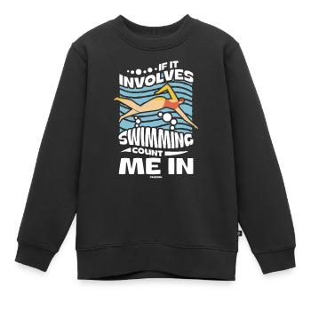 Natation Sauveteur Cours de natation Piscine extérieure Cadeau - Sweat Premium enfant bio - noir - Devant - AI Model Kid Female (0cm)