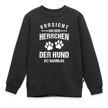 Vorsicht Vor Dem Herrchen Der Hund Ist Harmlos - Kinder Premium Organic Sweatshirt - Schwarz - Vorne - AI Model Kid Female (0cm)