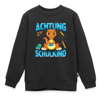 Achtung Schulkind Dinosaurier - Kinder Premium Organic Sweatshirt - Schwarz - Vorne - AI Model Kid Female (0cm)