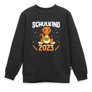 Dinosaurier Schulkind 2023 - Kinder Premium Organic Sweatshirt - Schwarz - Vorne - AI Model Kid Female (0cm)
