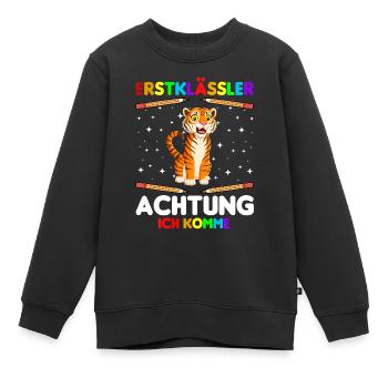 Erstklässler Achtung ich komme - Kinder Premium Organic Sweatshirt - Schwarz - Vorne - AI Model Kid Female (0cm)