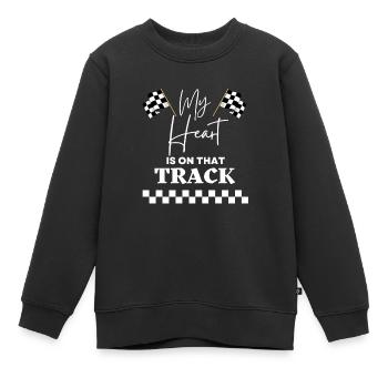 Vintage Cute Mein Herz ist auf dieser Strecke Drag Racing - Kinder Premium Organic Sweatshirt - Schwarz - Vorne - AI Model Kid Female (0cm)