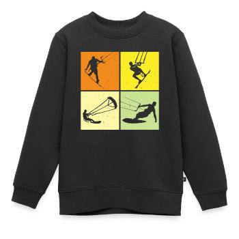 Kite Surfing, Kite Board, Lifestyle Vintage Design - Kids Premium Organic Sweatshirt - black - Front - AI Model Kid Female (0cm)