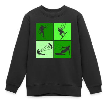 Kite Surfing, Kite Board, Lifestyle Vintage Design - Kids Premium Organic Sweatshirt - black - Front - AI Model Kid Female (0cm)
