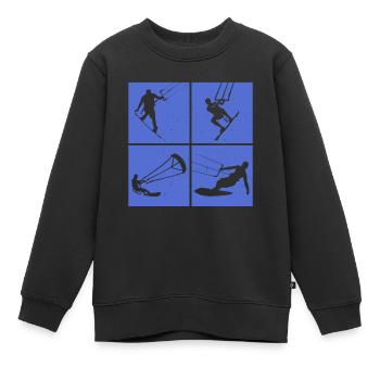 Kite Surfing, Kite Board, Lifestyle Vintage Design - Kids Premium Organic Sweatshirt - black - Front - AI Model Kid Female (0cm)