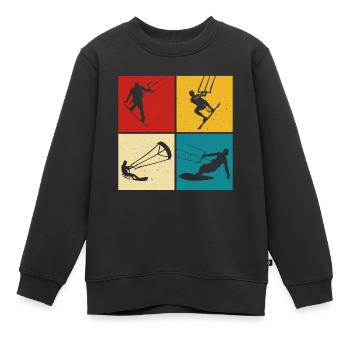 Kite Surfing, Kite Board, Lifestyle Vintage Design - Kids Premium Organic Sweatshirt - black - Front - AI Model Kid Female (0cm)