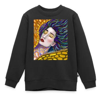 Meerjungfrau Portrait Gustav Klimt Style - Kinder Premium Organic Sweatshirt - Schwarz - Vorne - AI Model Kid Female (0cm)