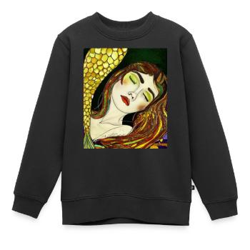 Meerjungfrau Portrait Gustav Klimt Style - Kinder Premium Organic Sweatshirt - Schwarz - Vorne - AI Model Kid Female (0cm)
