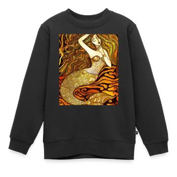 Meerjungfrau Portrait Gustav Klimt Style - Kinder Premium Organic Sweatshirt - Schwarz - Vorne - AI Model Kid Female (0cm)