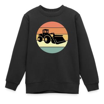 Conception de chargeuse sur pneus rétro - Sweat Premium enfant bio - noir - Devant - AI Model Kid Female (0cm)