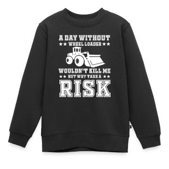 Grande tenue de chargeuse sur pneus - Sweat Premium enfant bio - noir - Devant - AI Model Kid Female (0cm)