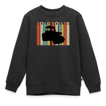 Retro Walze Strassenbau - Kinder Premium Organic Sweatshirt - Schwarz - Vorne - AI Model Kid Female (0cm)