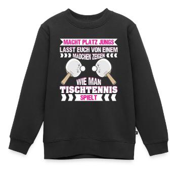 Tischtennis macht Platz Jungs Tischtennisspielerin - Kinder Premium Organic Sweatshirt - Schwarz - Vorne - AI Model Kid Female (0cm)