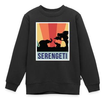 Elephant Safari Parc National Serengeti Souvenir A - Sweat Premium enfant bio - noir - Devant - AI Model Kid Female (0cm)