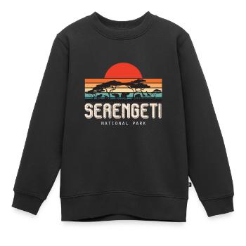 Safari Retro Serengeti Nationalpark Sonnenaufgang - Kinder Premium Organic Sweatshirt - Schwarz - Vorne - AI Model Kid Female (0cm)