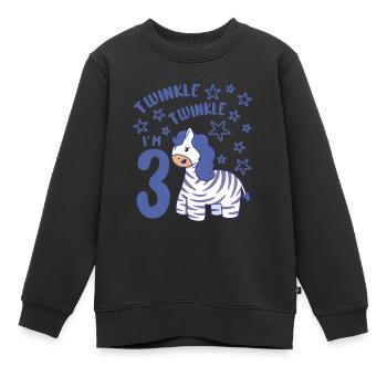 3ème anniversaire Fille Zebra 3 ans Bday Party - Sweat Premium enfant bio - noir - Devant - AI Model Kid Female (0cm)