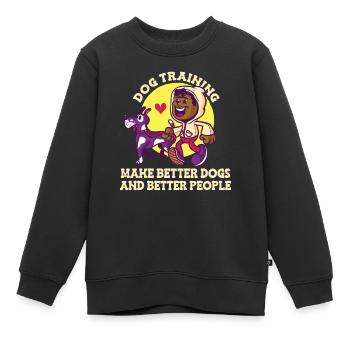 Dresseur de chiens Dresseur de chiens - Sweat Premium enfant bio - noir - Devant - AI Model Kid Female (0cm)
