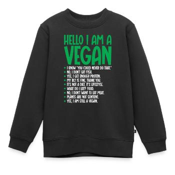 Ich Bin Eine Vegane Vegetarische - Kinder Premium Organic Sweatshirt - Schwarz - Vorne - AI Model Kid Female (0cm)