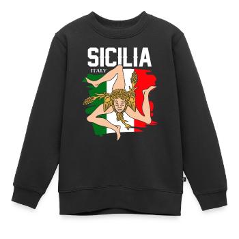 Sizilien flagge Sizilien Palermo Italien - Kinder Premium Organic Sweatshirt - Schwarz - Vorne - AI Model Kid Female (0cm)