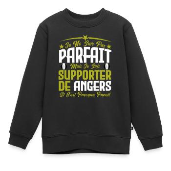 je ne suis pas parfait, supporteur de Angers .SCO - Sweat Premium enfant bio - noir - Devant - AI Model Kid Female (0cm)