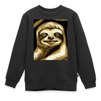 Faultier Portrait Lustig Kubismus Gustav Klimt - Kinder Premium Organic Sweatshirt - Schwarz - Vorne - AI Model Kid Female (0cm)
