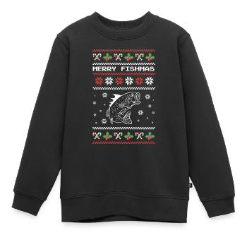 Merry Fishma’s Angler Perch Cadeau de Noël - Sweat Premium enfant bio - noir - Devant - AI Model Kid Female (0cm)