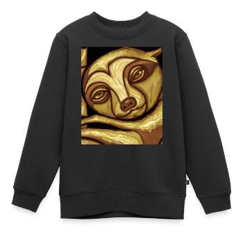Faultier Portrait Lustig Kubismus Gustav Klimt - Kinder Premium Organic Sweatshirt - Schwarz - Vorne - AI Model Kid Female (0cm)