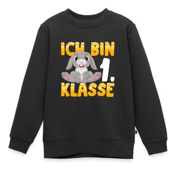 Ich bin 1. Klasse Einschulung Hase - Kinder Premium Organic Sweatshirt - Schwarz - Vorne - AI Model Kid Female (0cm)