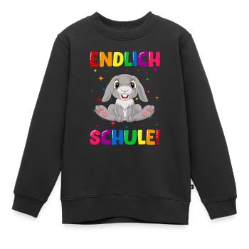 Endlich Schule Hase Einschulung Schulkind - Kinder Premium Organic Sweatshirt - Schwarz - Vorne - AI Model Kid Female (0cm)