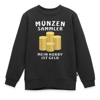 GELD MÜNZEN SAMMLER - Kinder Premium Organic Sweatshirt - Schwarz - Vorne - AI Model Kid Female (0cm)