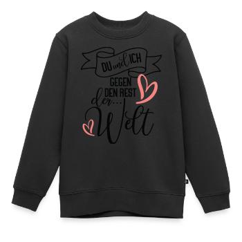 Du und ich gegen den Rest der Welt Liebe Motiv - Kinder Premium Organic Sweatshirt - Schwarz - Vorne - AI Model Kid Female (0cm)