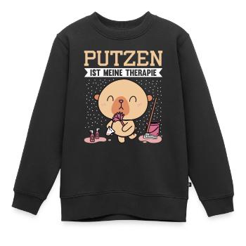 PUTZEN IST MEINE THERAPIE - Kinder Premium Organic Sweatshirt - Schwarz - Vorne - AI Model Kid Female (0cm)
