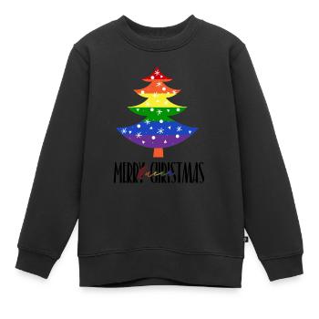 Merry Queer Christmas - Schöne Queere Weihnachten - Kinder Premium Organic Sweatshirt - Schwarz - Vorne - AI Model Kid Female (0cm)