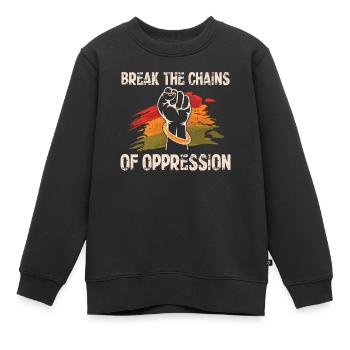 Les chaînes de l’oppression brisent la liberté - Sweat Premium enfant bio - noir - Devant - AI Model Kid Female (0cm)