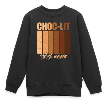 Choc-lit Melanin Melanated Unapologetic Juneteenth - Sweat Premium enfant bio - noir - Devant - AI Model Kid Female (0cm)