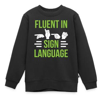 Maîtrise de la langue des signes Conscience des signes - Sweat Premium enfant bio - noir - Devant - AI Model Kid Female (0cm)