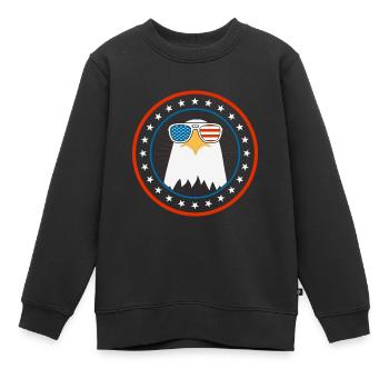 USA American Bald Eagle USA Flag Sunglasses - Kinder Premium Organic Sweatshirt - Schwarz - Vorne - AI Model Kid Female (0cm)