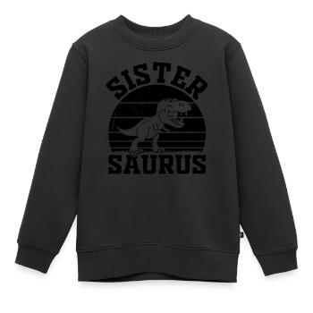 Sœur Saurus Sœur Dino Sœur Dinosaure - Soeur - Sweat Premium enfant bio - noir - Devant - AI Model Kid Female (0cm)