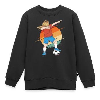 Frauenfußball - Kinder Premium Organic Sweatshirt - Schwarz - Vorne - AI Model Kid Female (0cm)