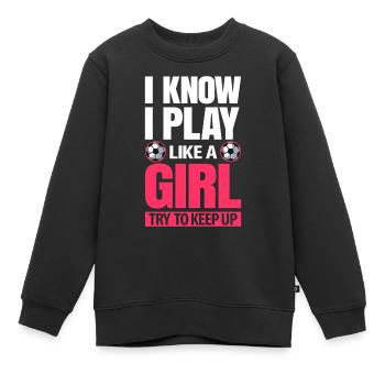 Frauenfußball - Kinder Premium Organic Sweatshirt - Schwarz - Vorne - AI Model Kid Female (0cm)