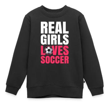 Frauenfußball - Kinder Premium Organic Sweatshirt - Schwarz - Vorne - AI Model Kid Female (0cm)