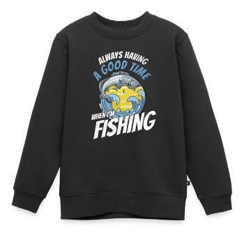 Saumon Saumon Pêche à la salmondine - Sweat Premium enfant bio - noir - Devant - AI Model Kid Female (0cm)