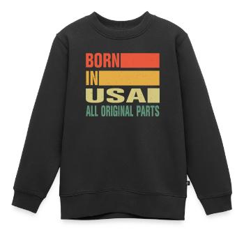 Né aux États-Unis - Sweat Premium enfant bio - noir - Devant - AI Model Kid Female (0cm)